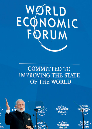p30(2)  印度總理莫迪在達沃斯論壇開幕式上發表演講。視覺中國