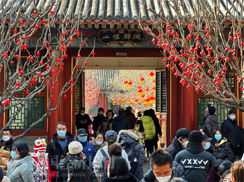 春節期間，北京頤和園內節氣氣氛濃郁，游人如織
