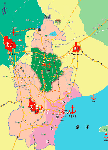 p46 在京唐秦发展轴上,宝坻与北京,唐山,秦皇岛并列为四大重要节点.