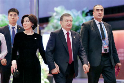 p38 乌兹别克斯坦总统米尔济约耶夫和夫人