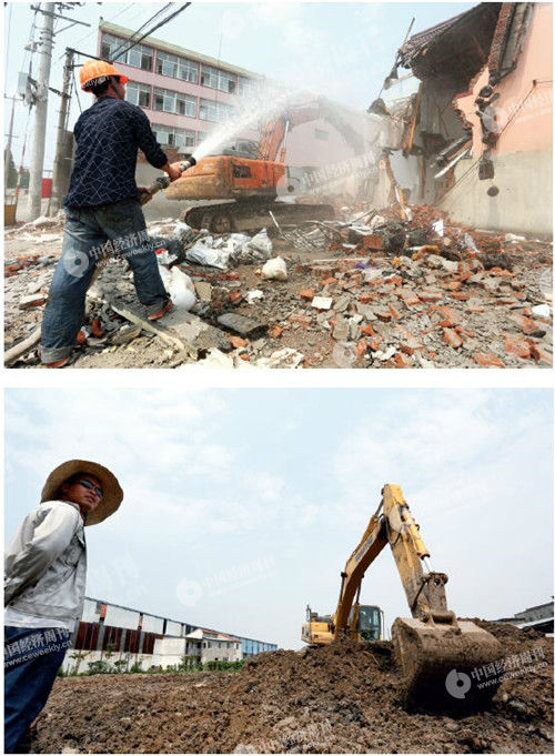 61 上海市浦东新区合庆镇，正在被拆除的“198 企业”厂房，拆除完毕后，该地块将进行复垦。《中国经济周刊》摄影记者 胡巍 摄
