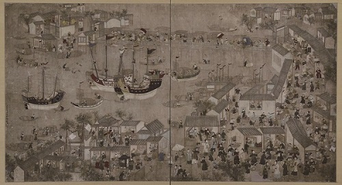 2、现藏于扬州博物馆的《邵伯运河揽胜图》