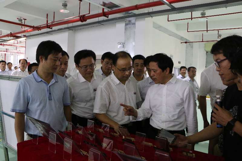 宿州市委书记史翔（右二）在高新区调研云计算产业发展情况。