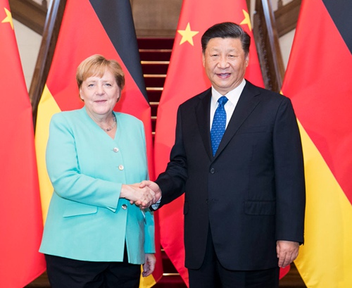 2019年9月6日，国家主席习近平在北京会见德国总理默克尔。新华社记者黄敬文摄