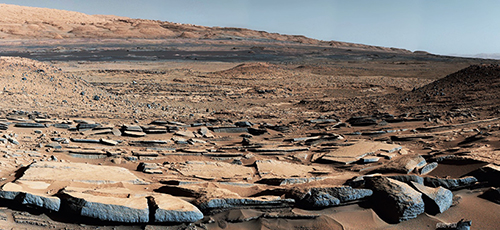 32 NASA发布火星表面“金伯利”地区景观。该地区的地质特征表明曾遭受流水侵蚀。