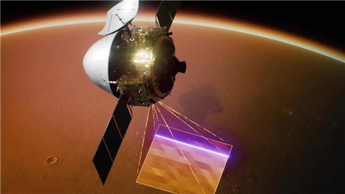 天问一号探测器对火星表面进行科学探索高清示意图  图片来源：上海航天技术研究院