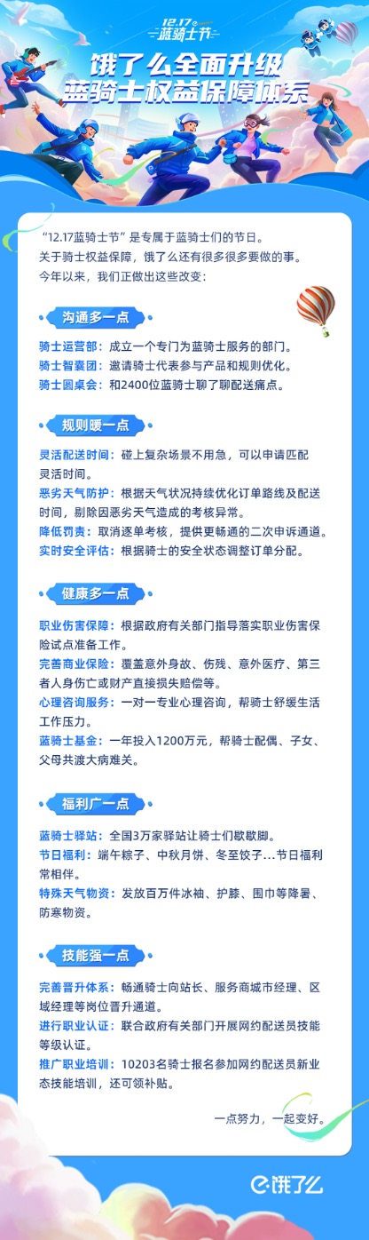 图3：饿了么五个维度提升骑士体验