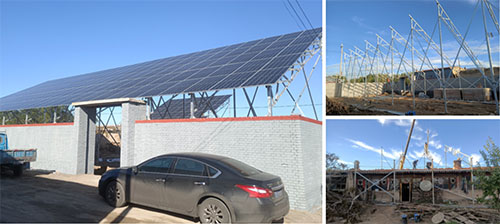 建设在农村的户用分布式光伏发电站。